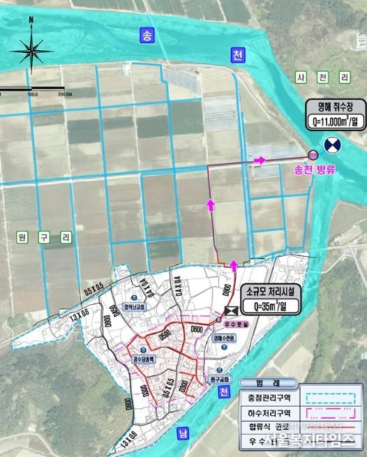2023년 하수도정비 중점관리지역 선정 위치도.