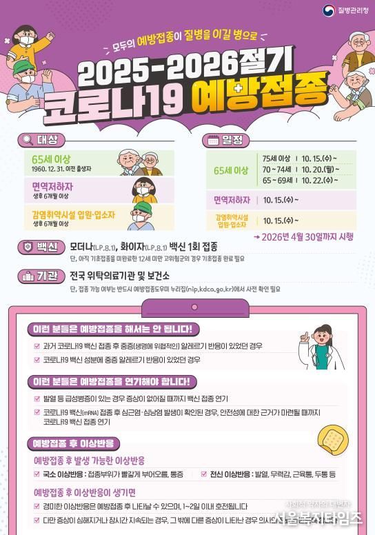2025-2026절기 코로나19 예방접종 안내문