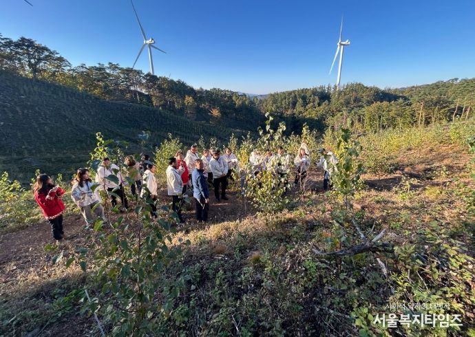 한몽그린벨트사업 한국연수단 견학(목재수확 조림지)