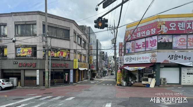 봉선동 먹자골목 전경