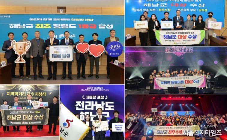 “일 잘하는 해남군 성과도 빛났다” 기관평가 110건 수상 ‘역대 최다’