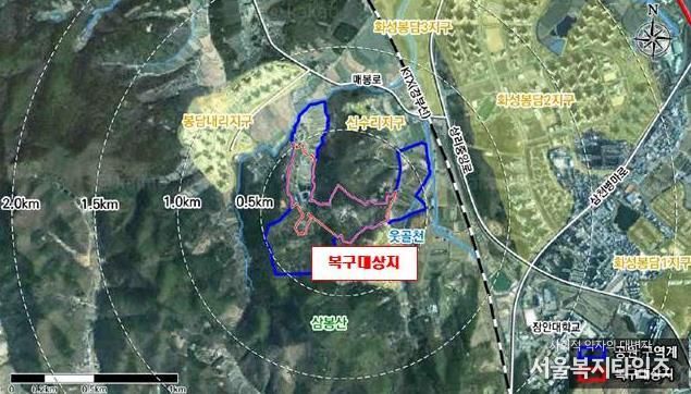 화성문화생태공원 봉담3지구 훼손지복구사업 대상지 위치도