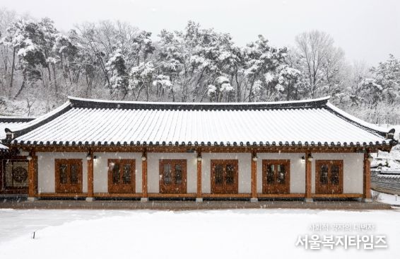 봄꽃 대신 눈꽃 핀 향사아트센터, 24일 저녁까지 설경